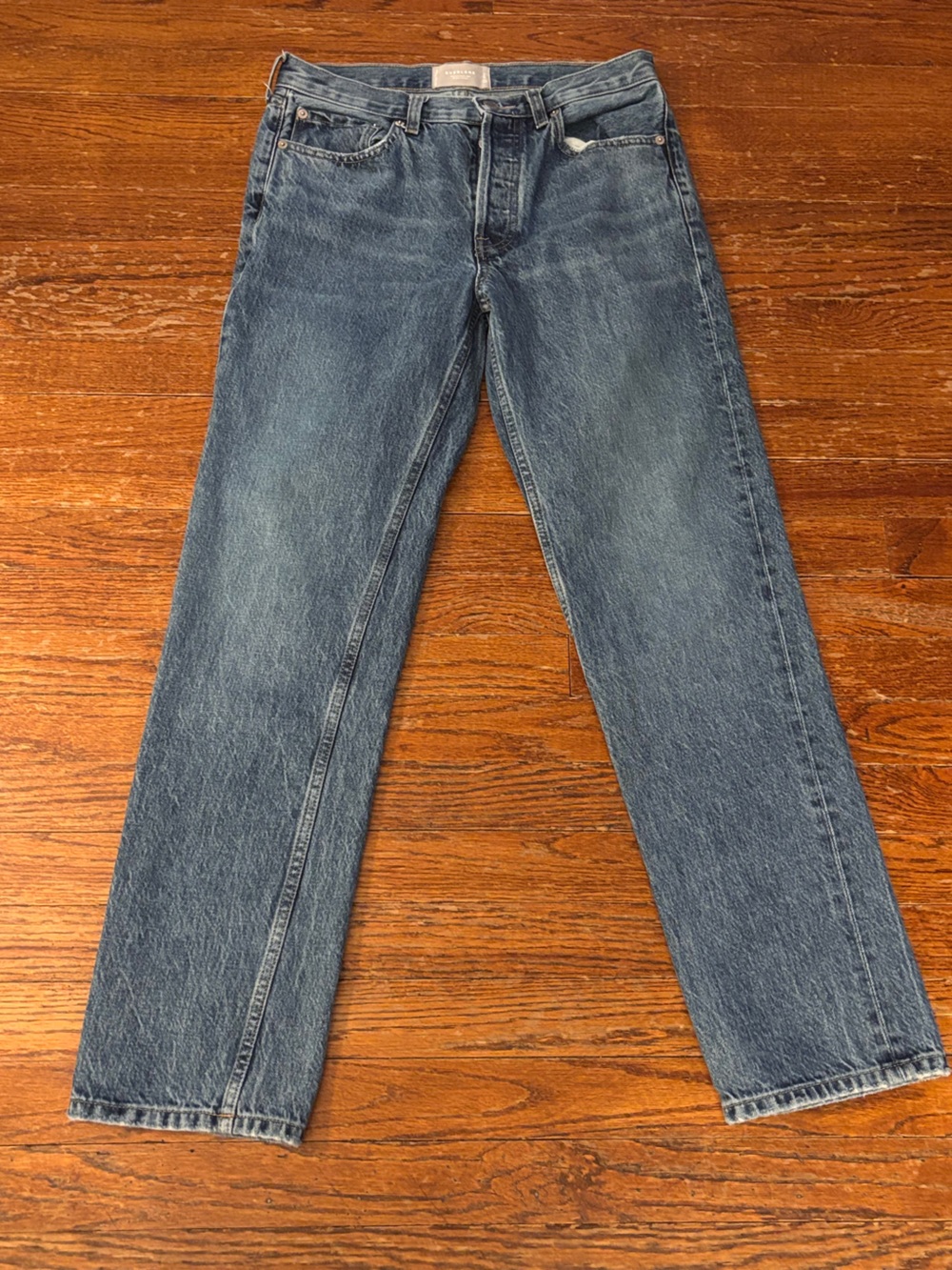 Everlane Women's Straight-Leg Jeans in Medium Blue Organic Denim The Everybody
